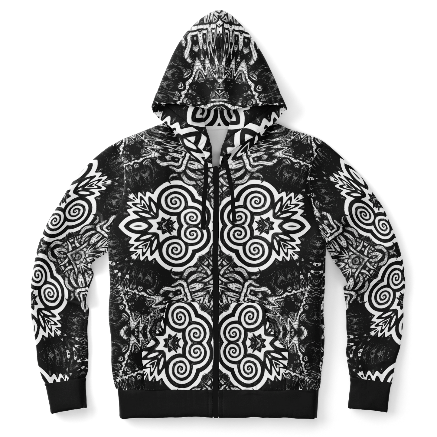 Madness in Black and White Zip Up Hoodie