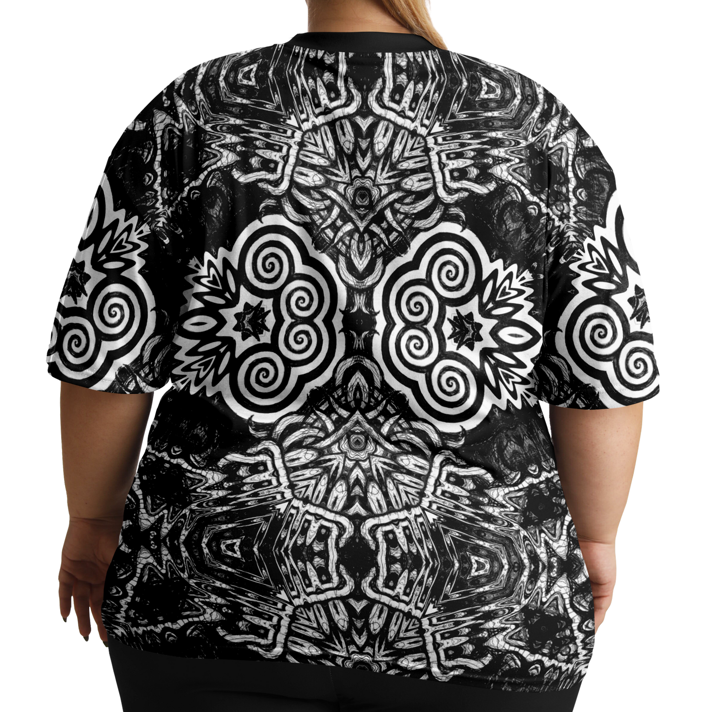 Madness in B&W Flipped T Shirt, More To Love Sizes