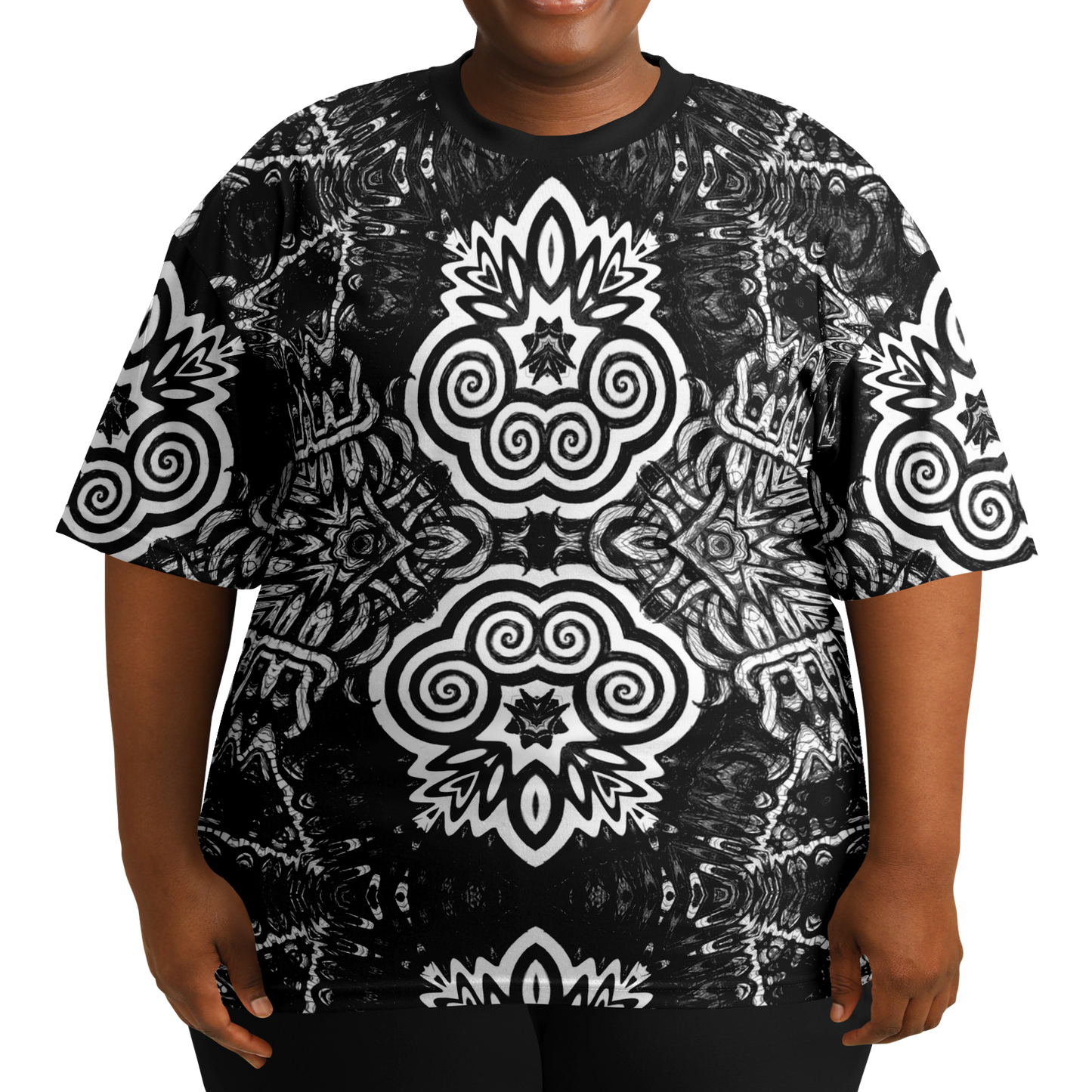 Madness in B&W Flipped T Shirt, More To Love Sizes