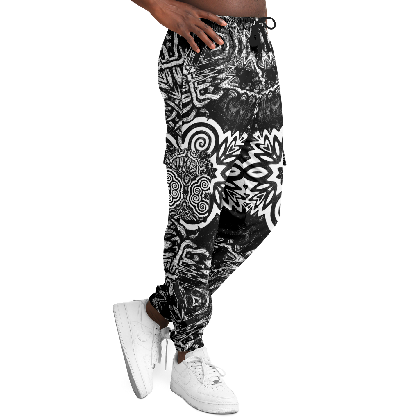 Madness in Black and White Cargo Joggers