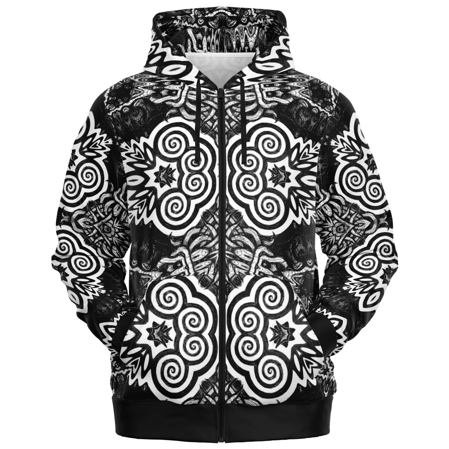 Madness in Black and White Zip Up Hoodie