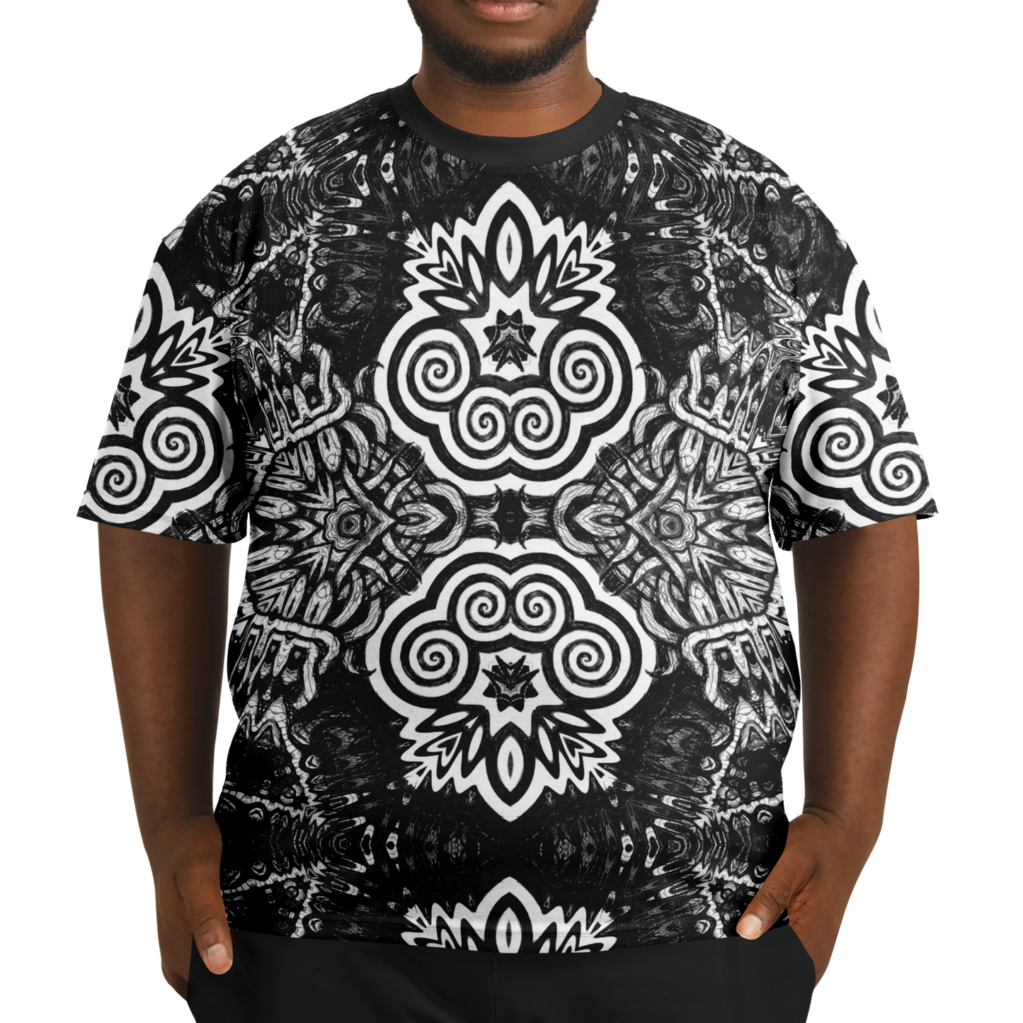 Madness in B&W Flipped T Shirt, More To Love Sizes