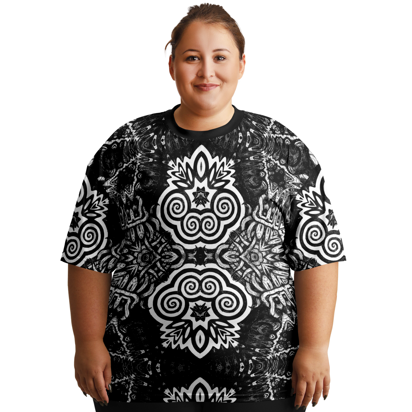 Madness in B&W Flipped T Shirt, More To Love Sizes