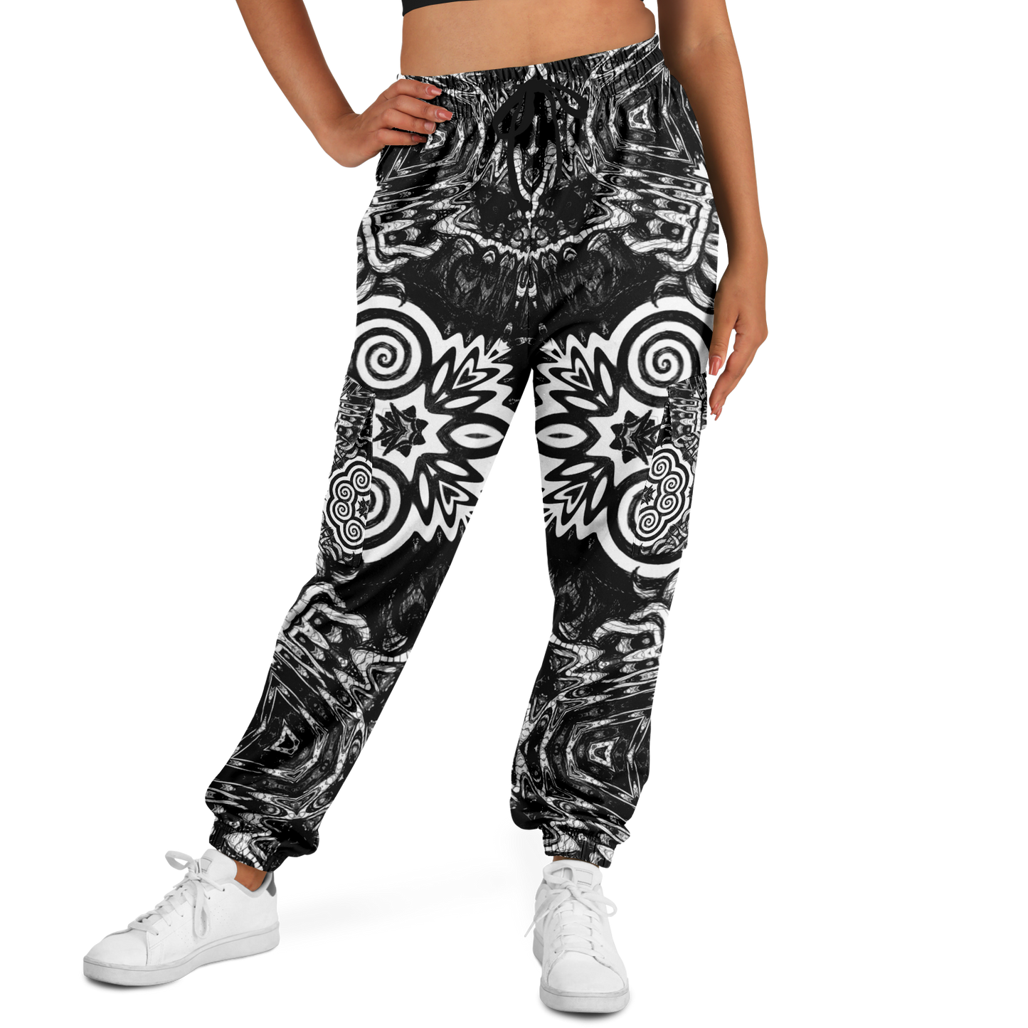 Madness in Black and White Cargo Joggers