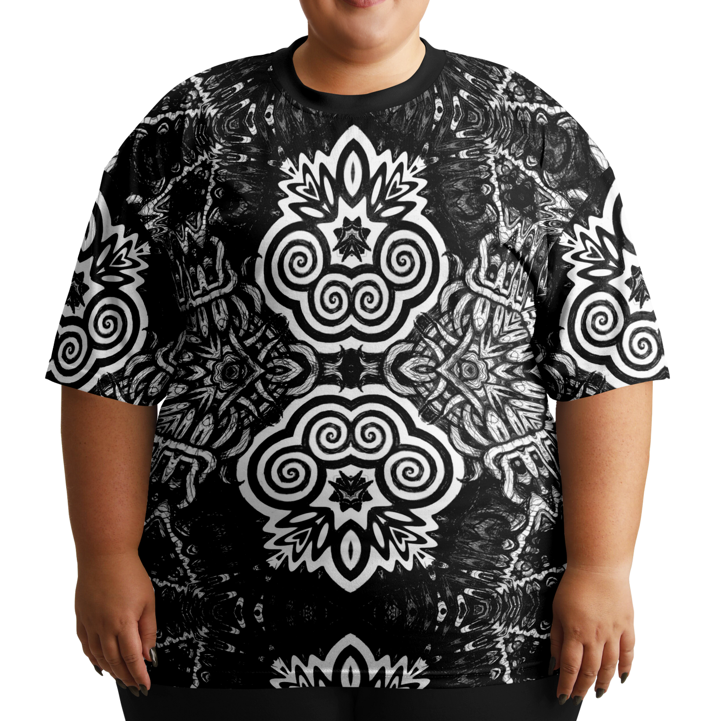 Madness in B&W Flipped T Shirt, More To Love Sizes