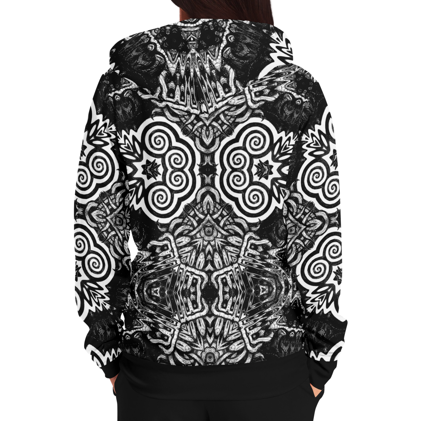 Madness in Black and White Zip Up Hoodie
