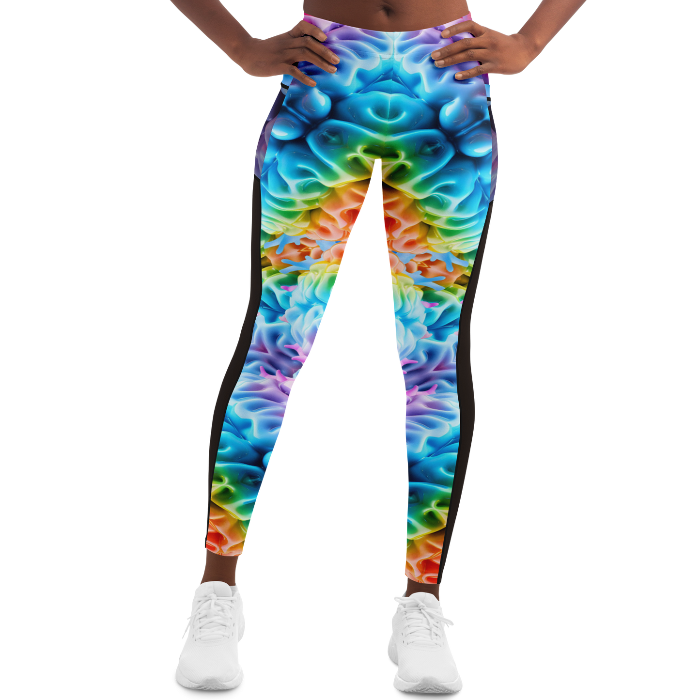 Rainbow Brain Mesh Panel Leggings