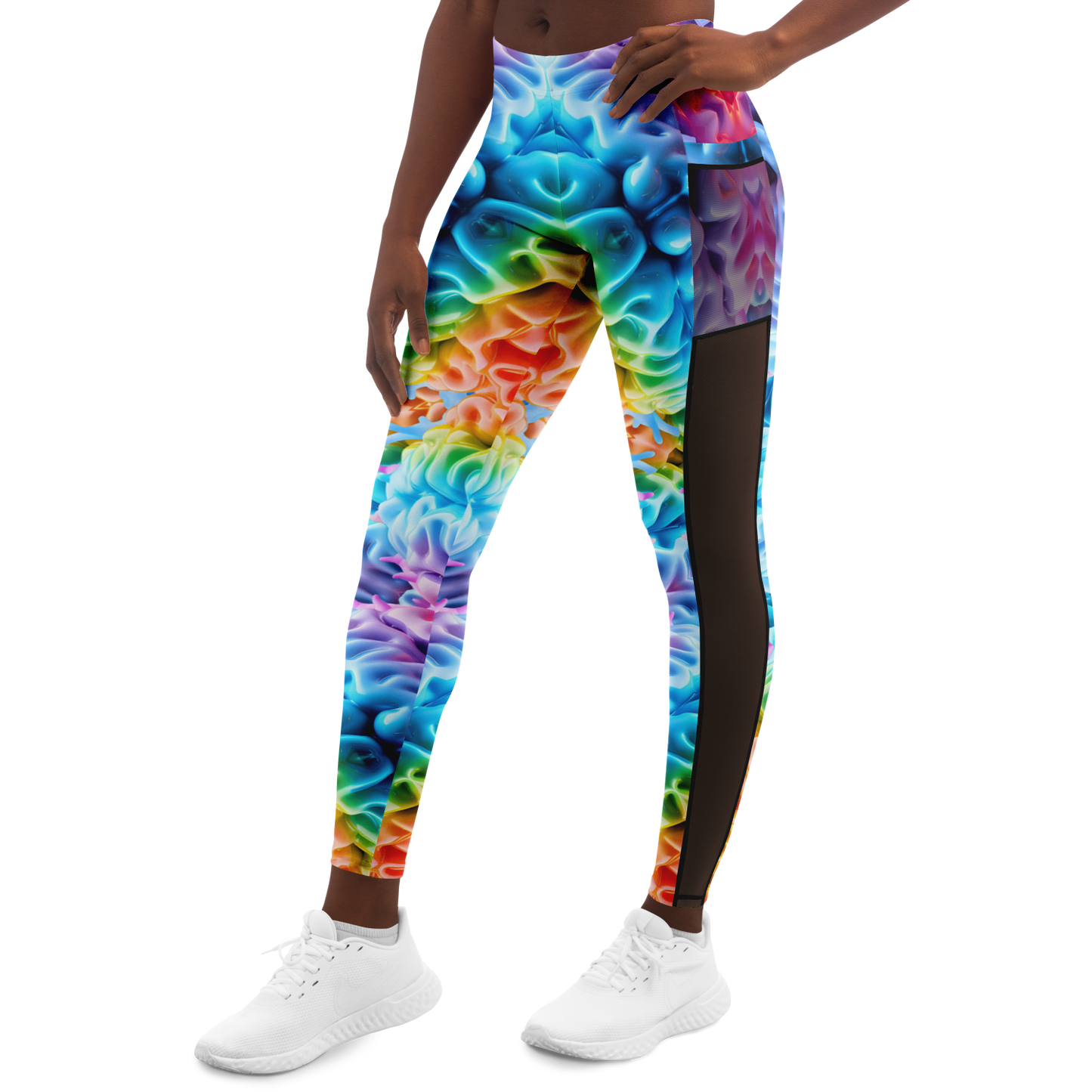 Rainbow Brain Mesh Panel Leggings