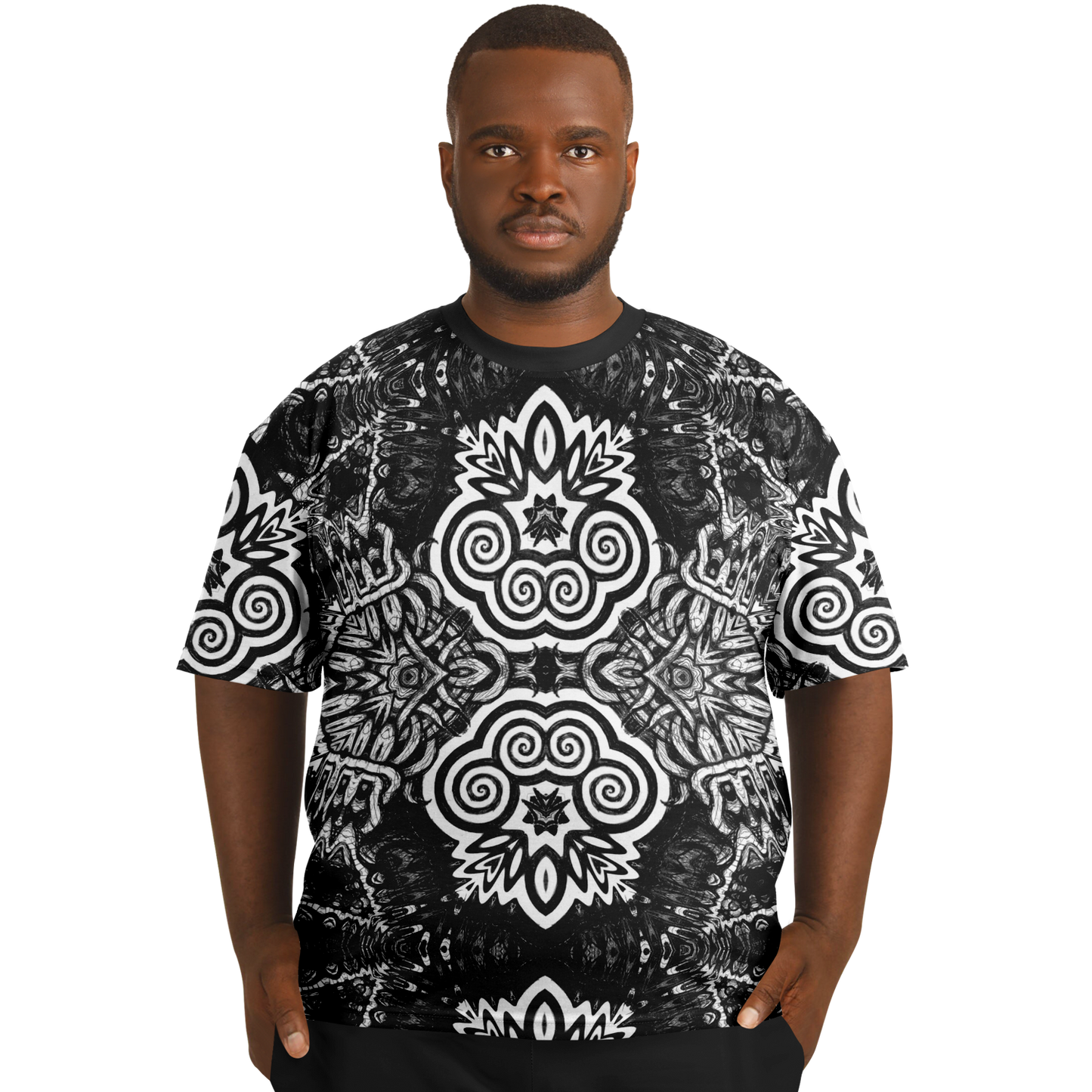 Madness in B&W Flipped T Shirt, More To Love Sizes