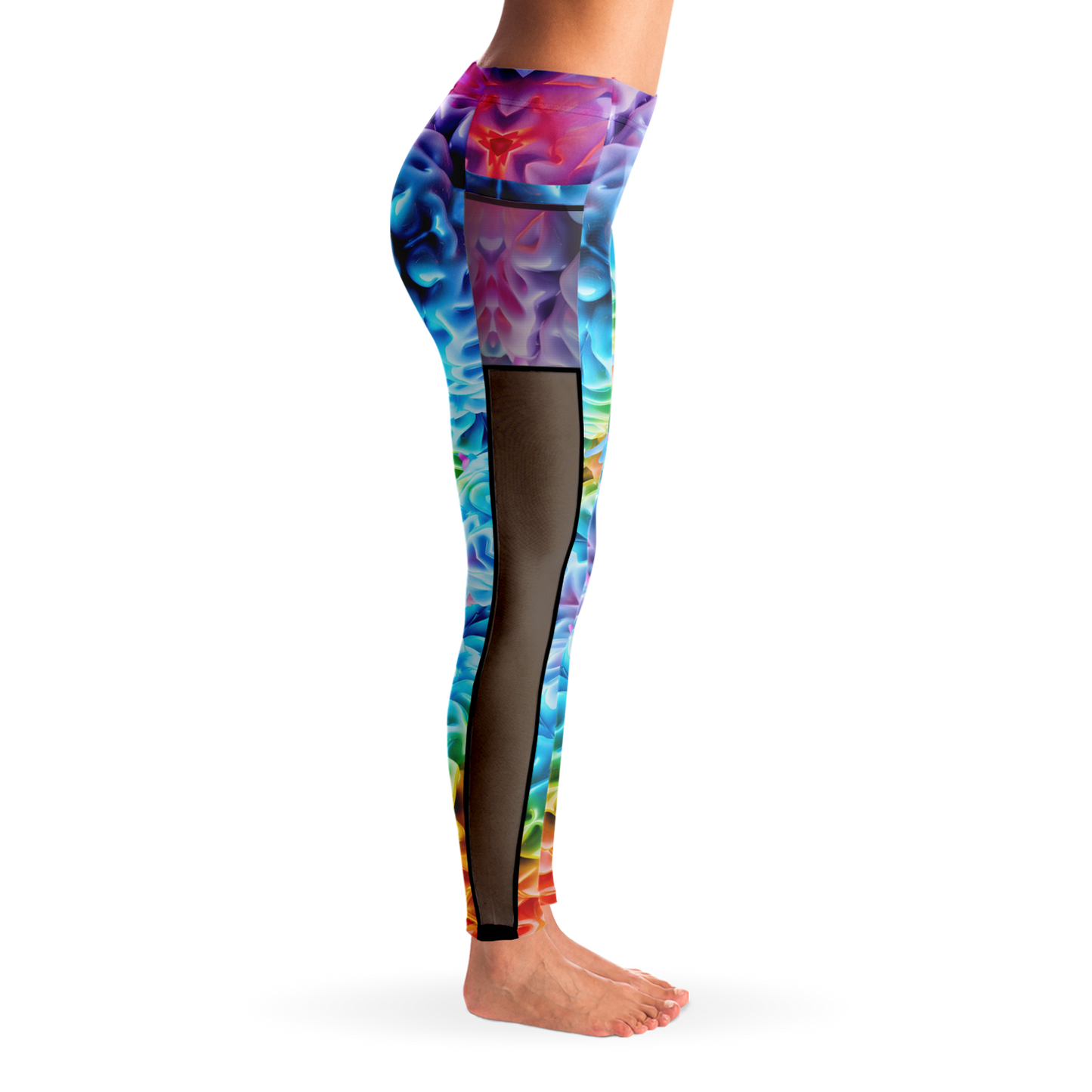 Rainbow Brain Mesh Panel Leggings