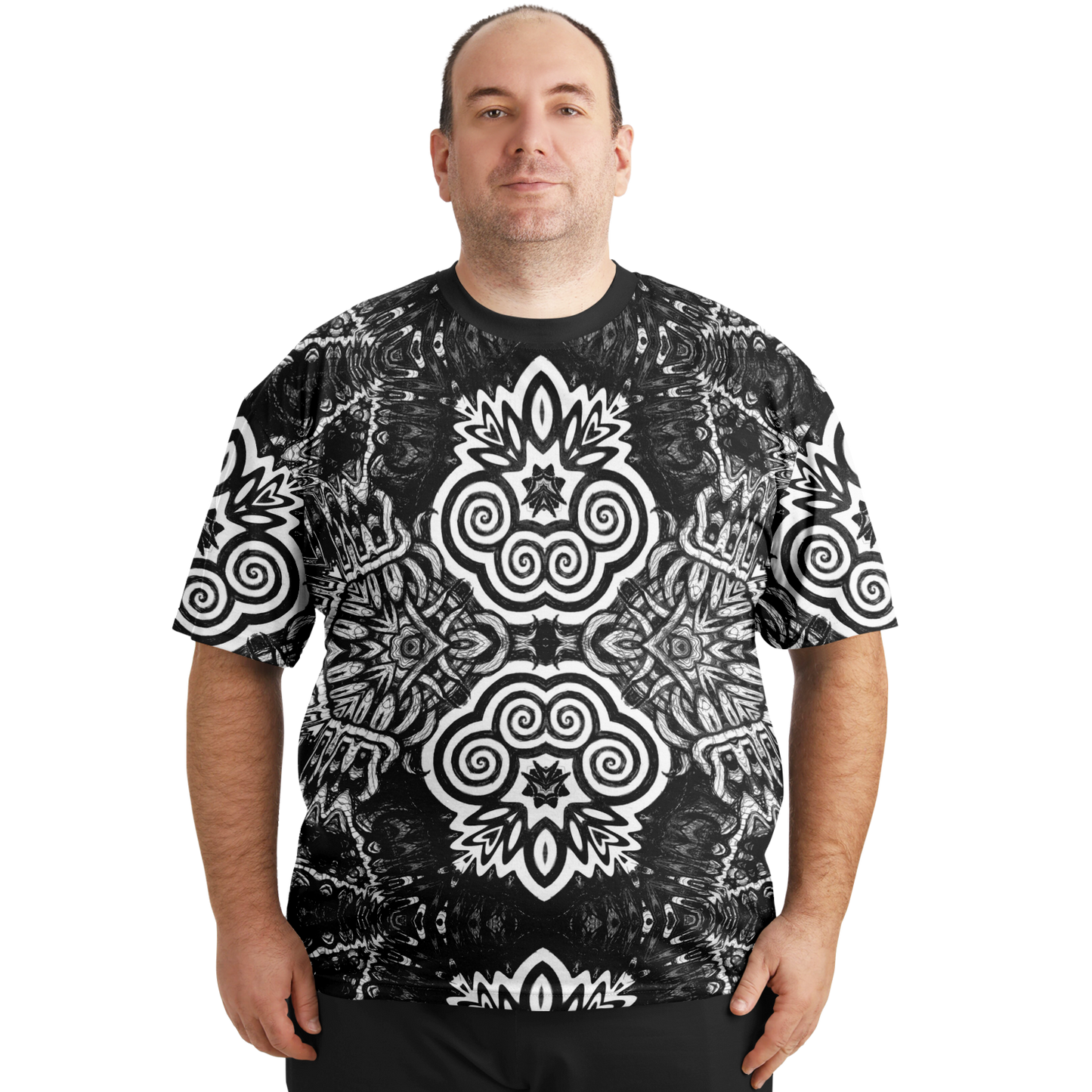Madness in B&W Flipped T Shirt, More To Love Sizes