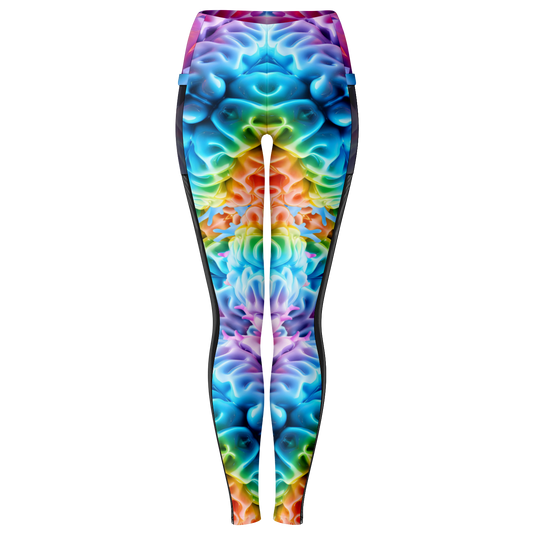 Rainbow Brain Mesh Panel Leggings