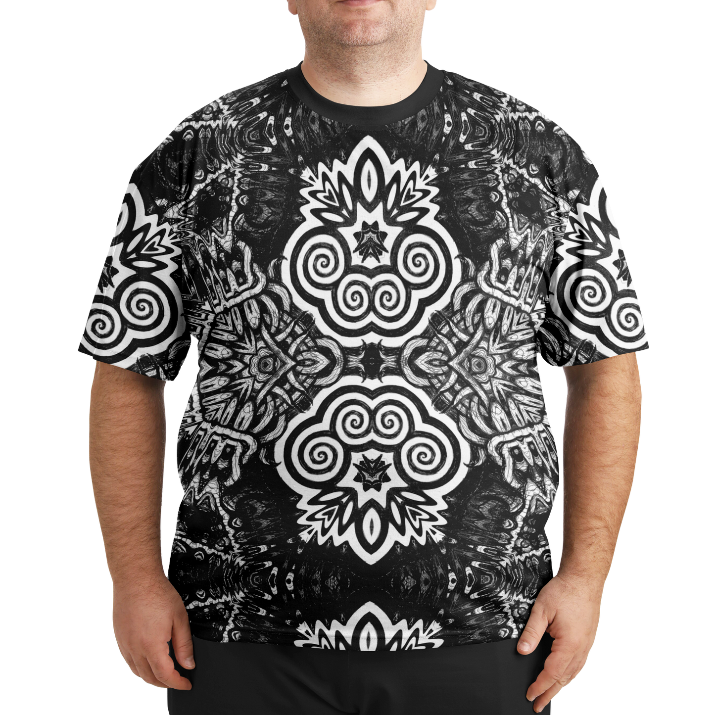 Madness in B&W Flipped T Shirt, More To Love Sizes