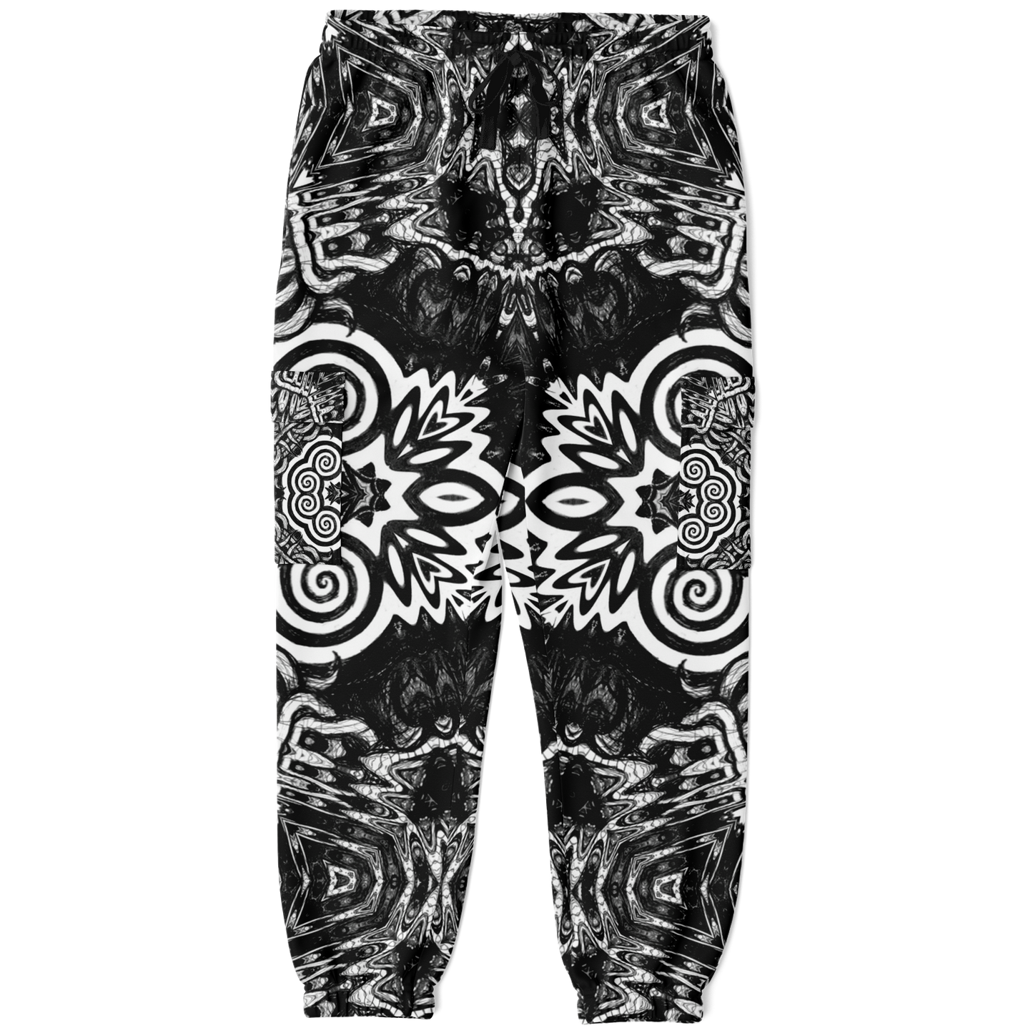 Madness in Black and White Cargo Joggers