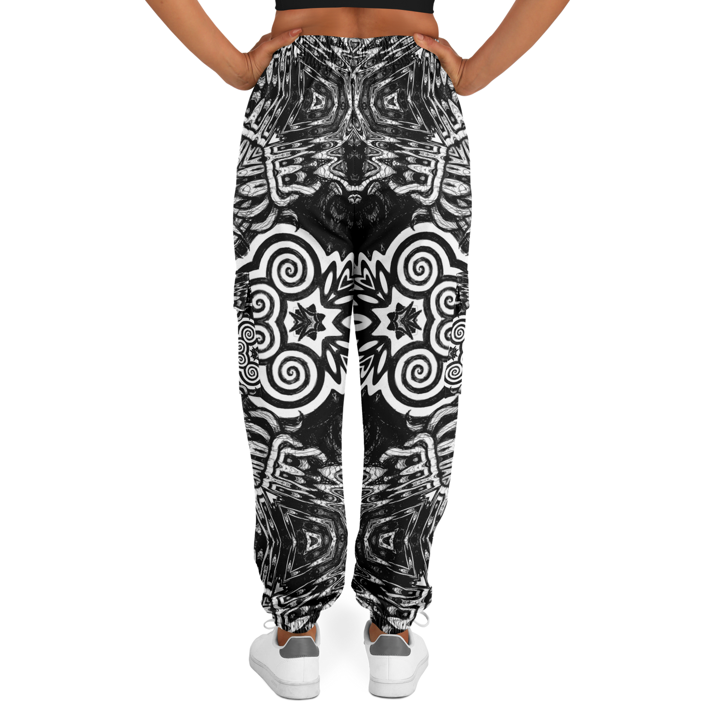 Madness in Black and White Cargo Joggers