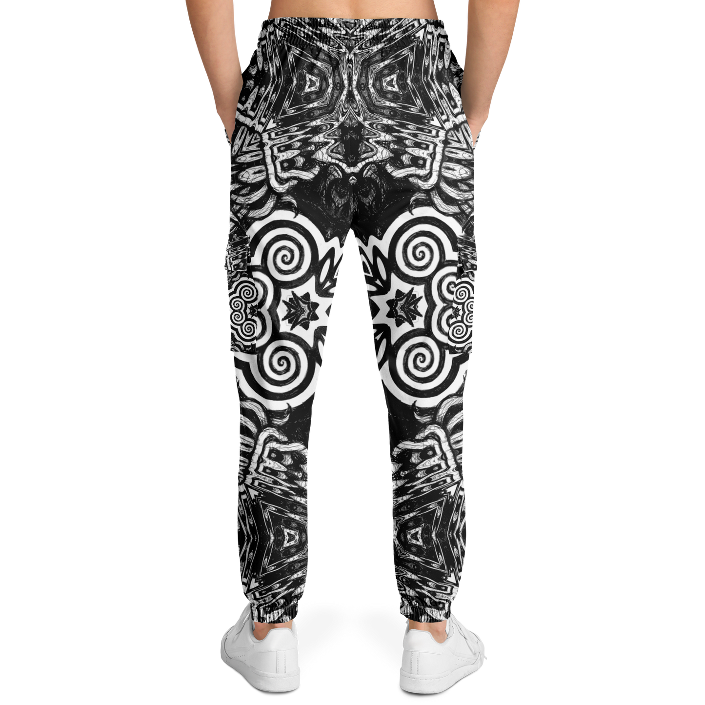 Madness in Black and White Cargo Joggers