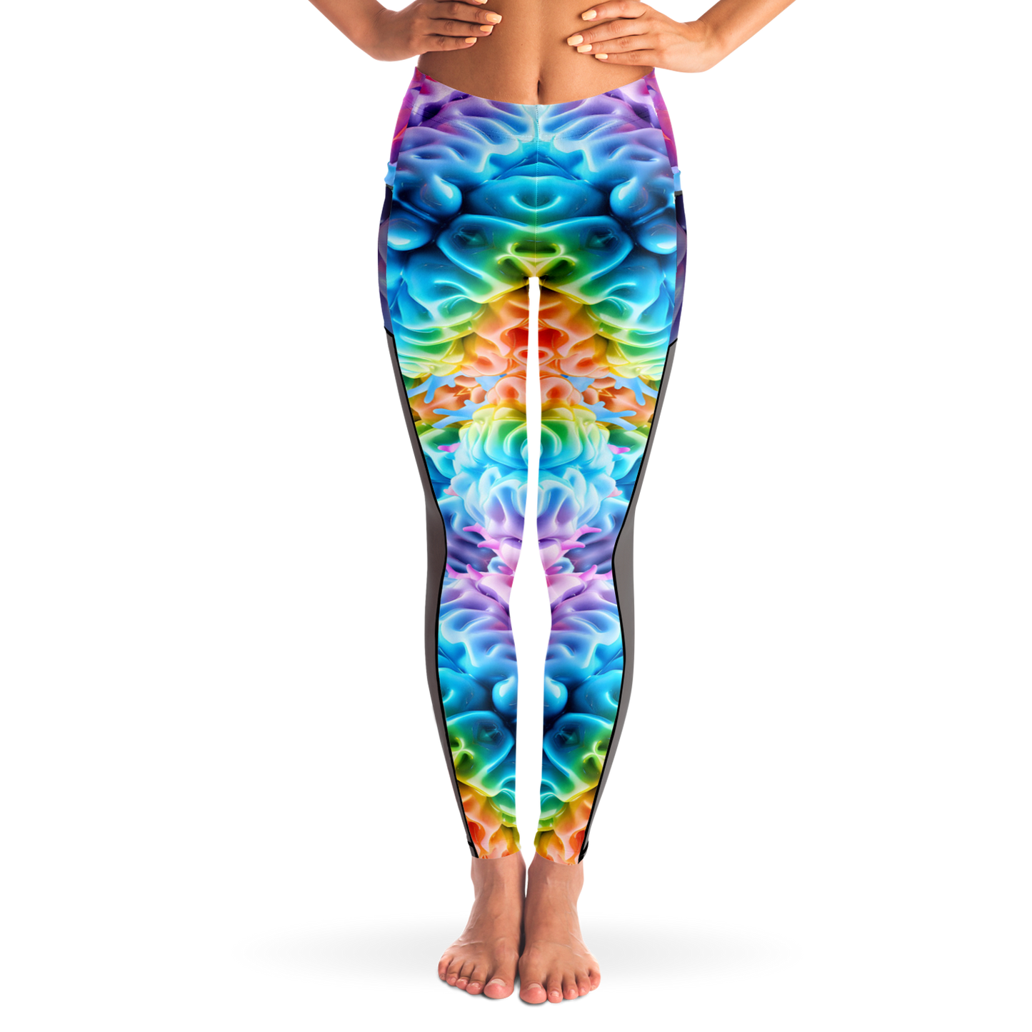 Rainbow Brain Mesh Panel Leggings