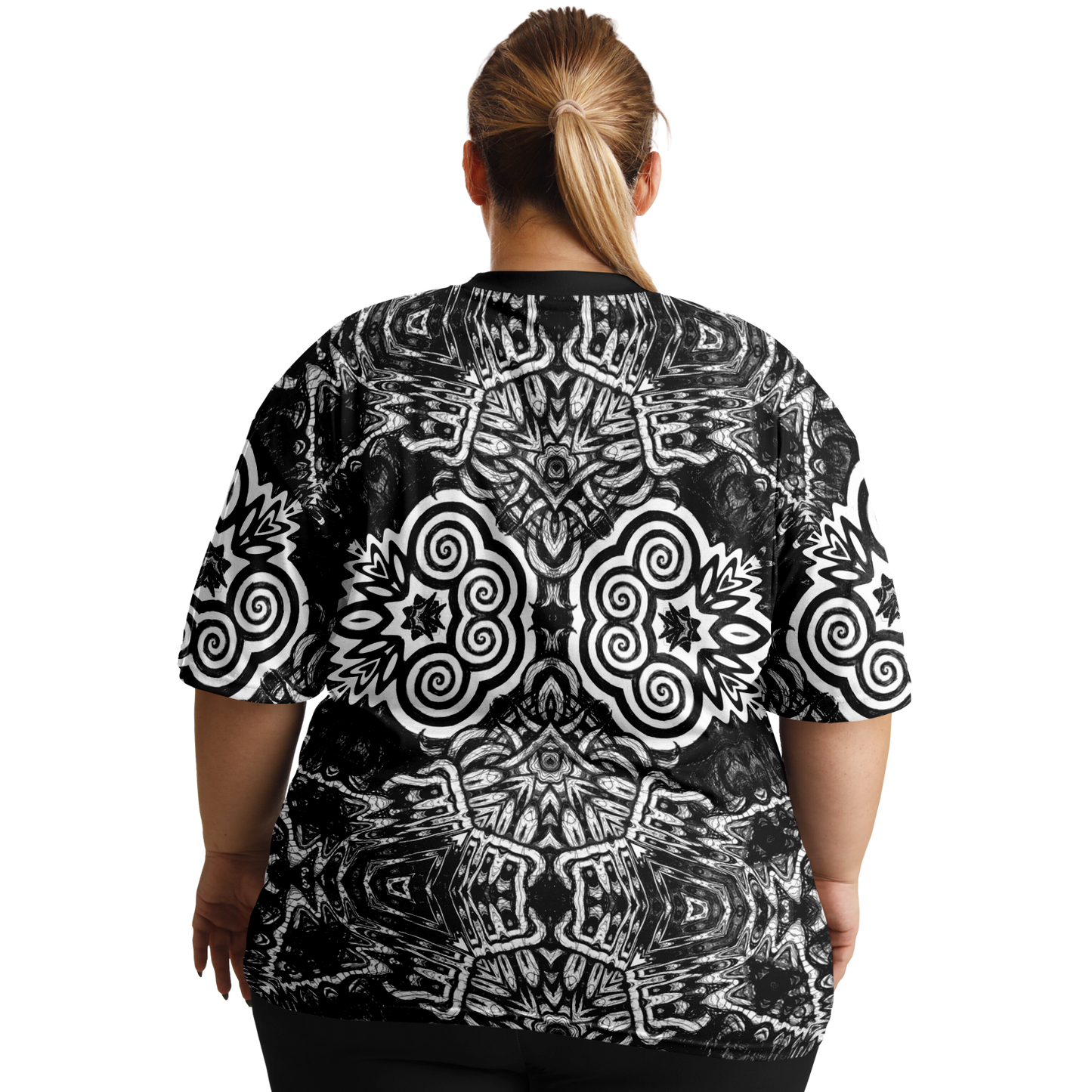 Madness in B&W Flipped T Shirt, More To Love Sizes