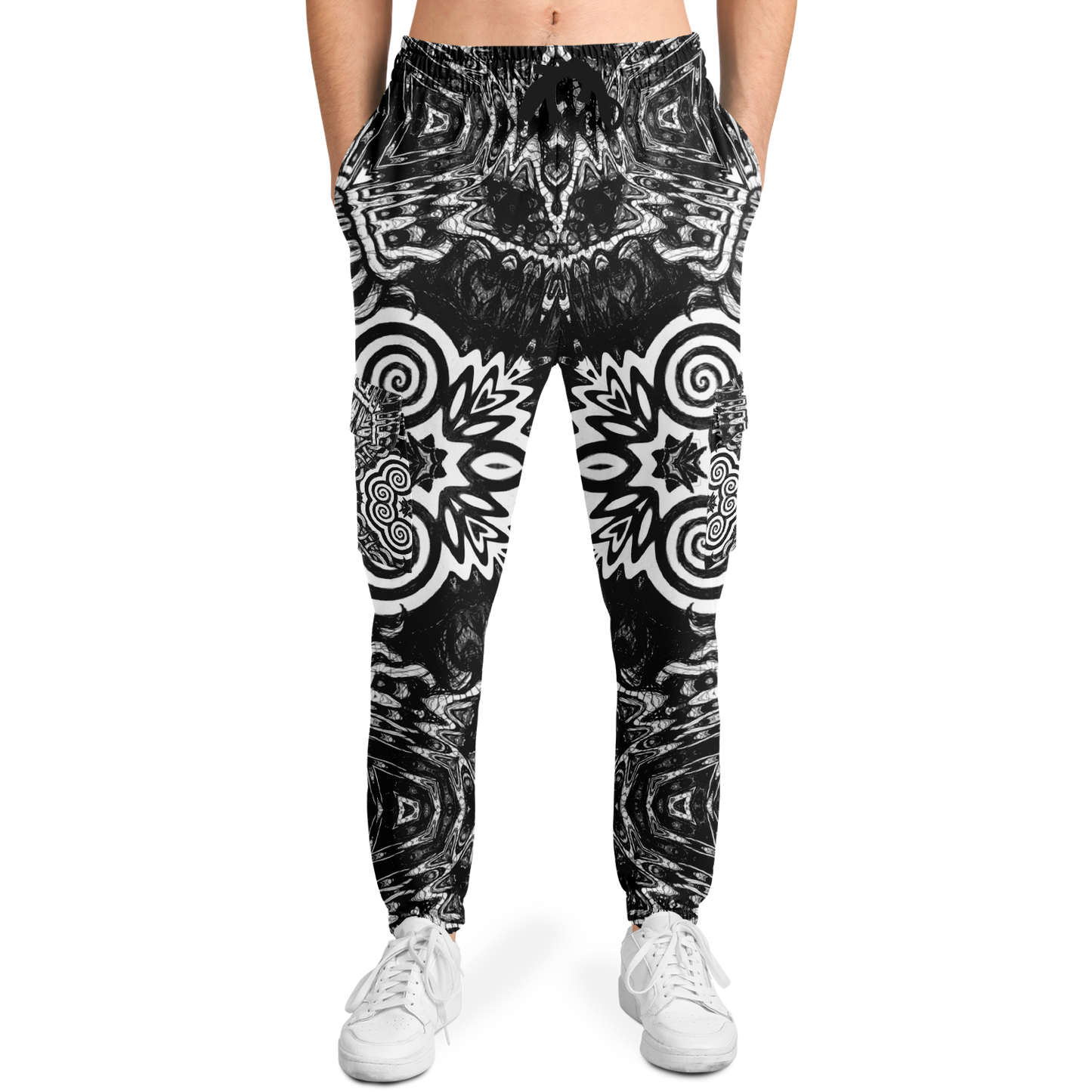 Madness in Black and White Cargo Joggers