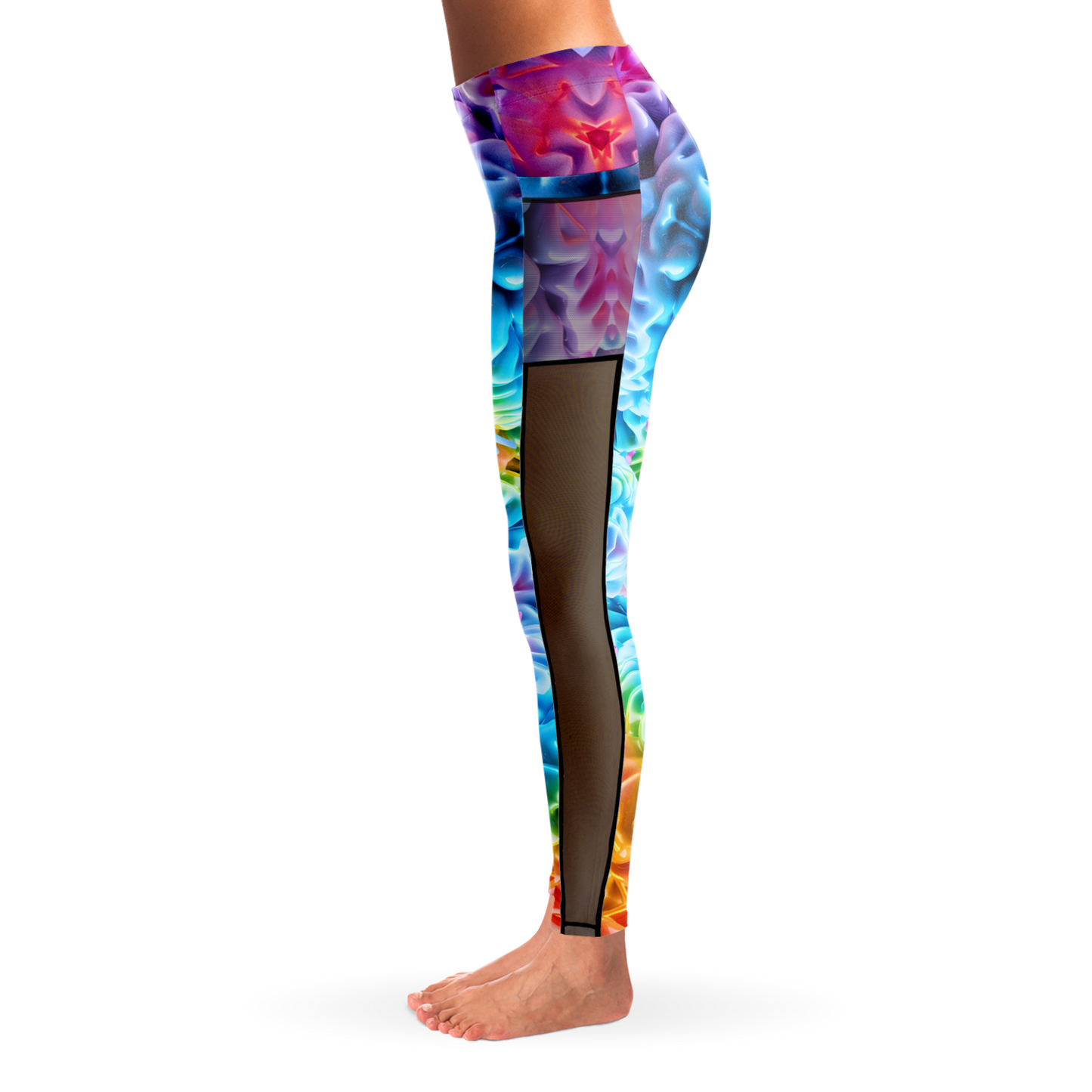 Rainbow Brain Mesh Panel Leggings