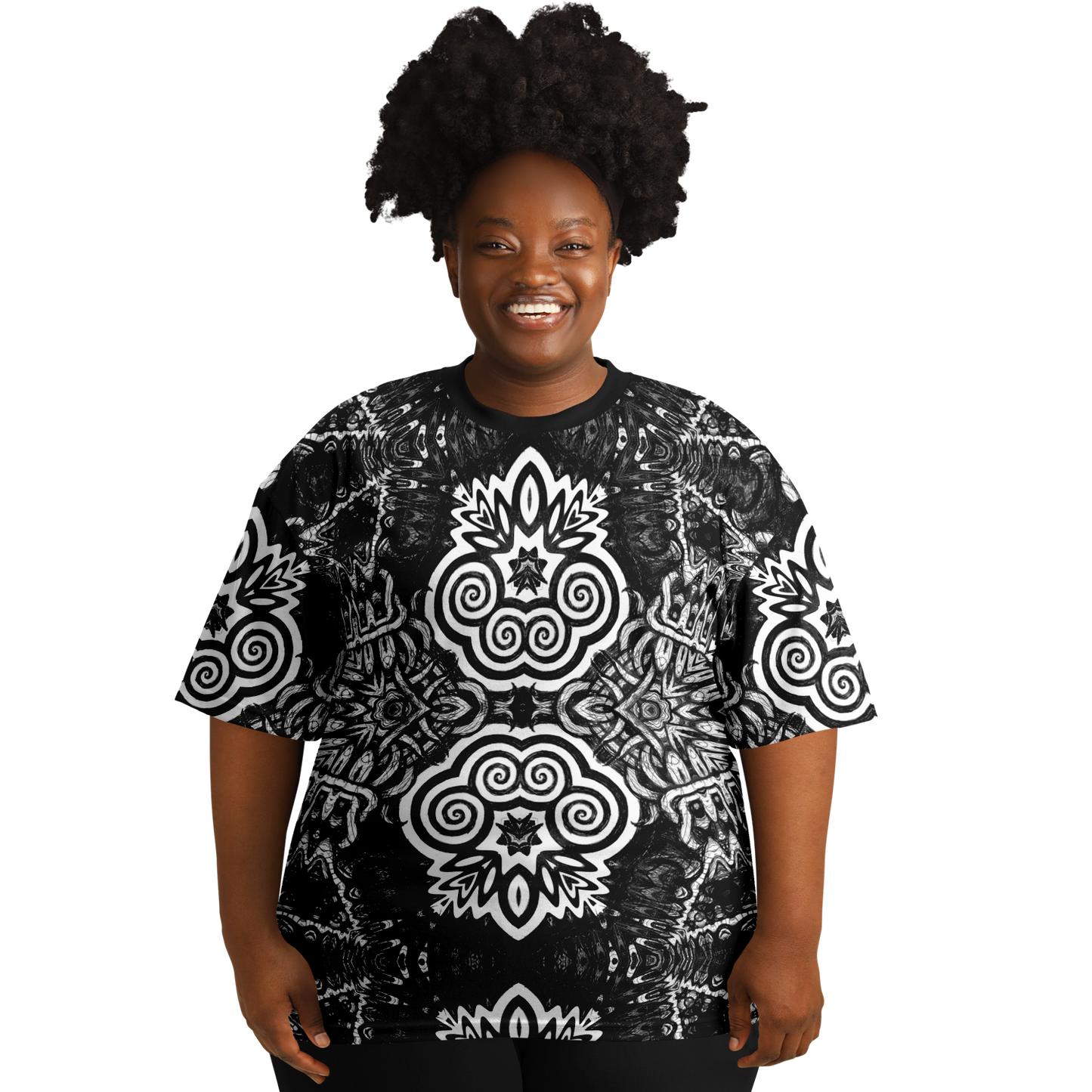 Madness in B&W Flipped T Shirt, More To Love Sizes
