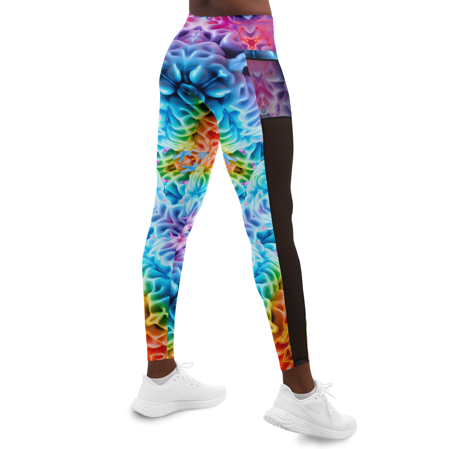 Rainbow Brain Mesh Panel Leggings