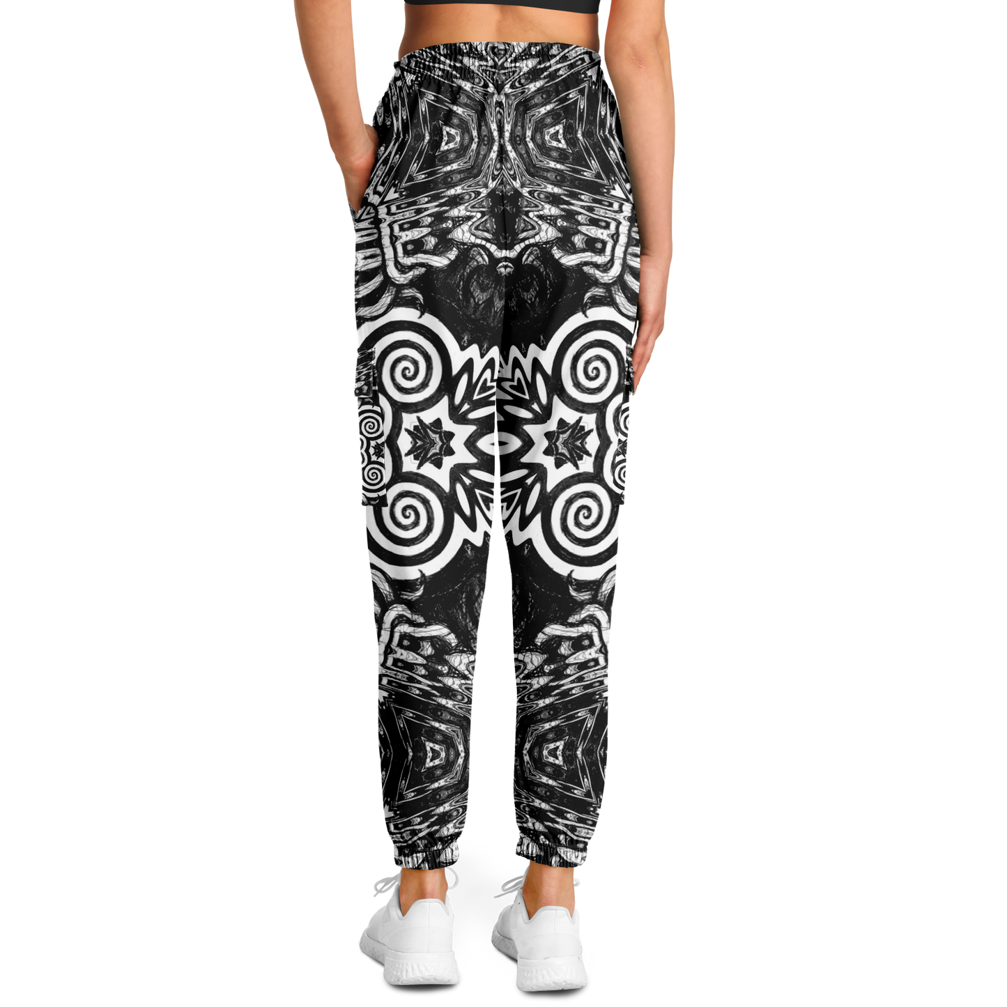 Madness in Black and White Cargo Joggers