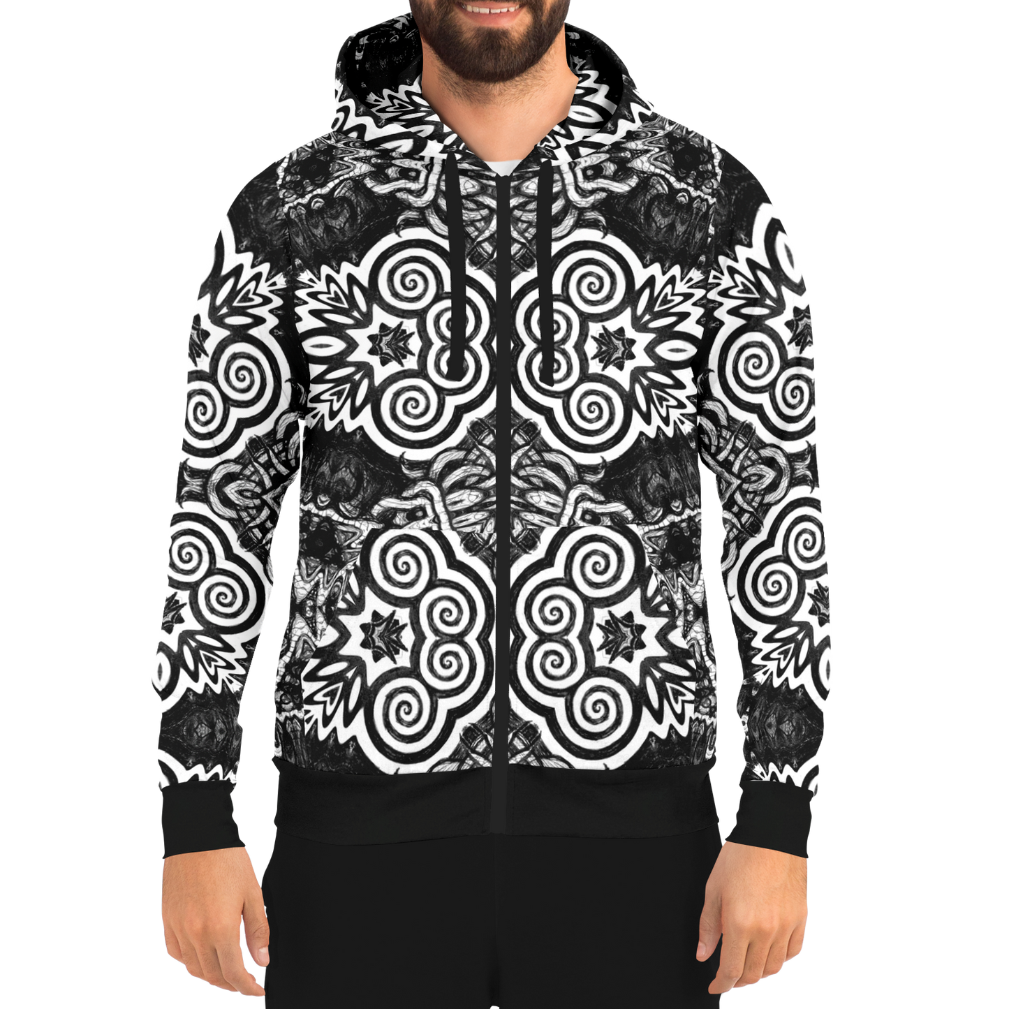 Madness in Black and White Zip Up Hoodie
