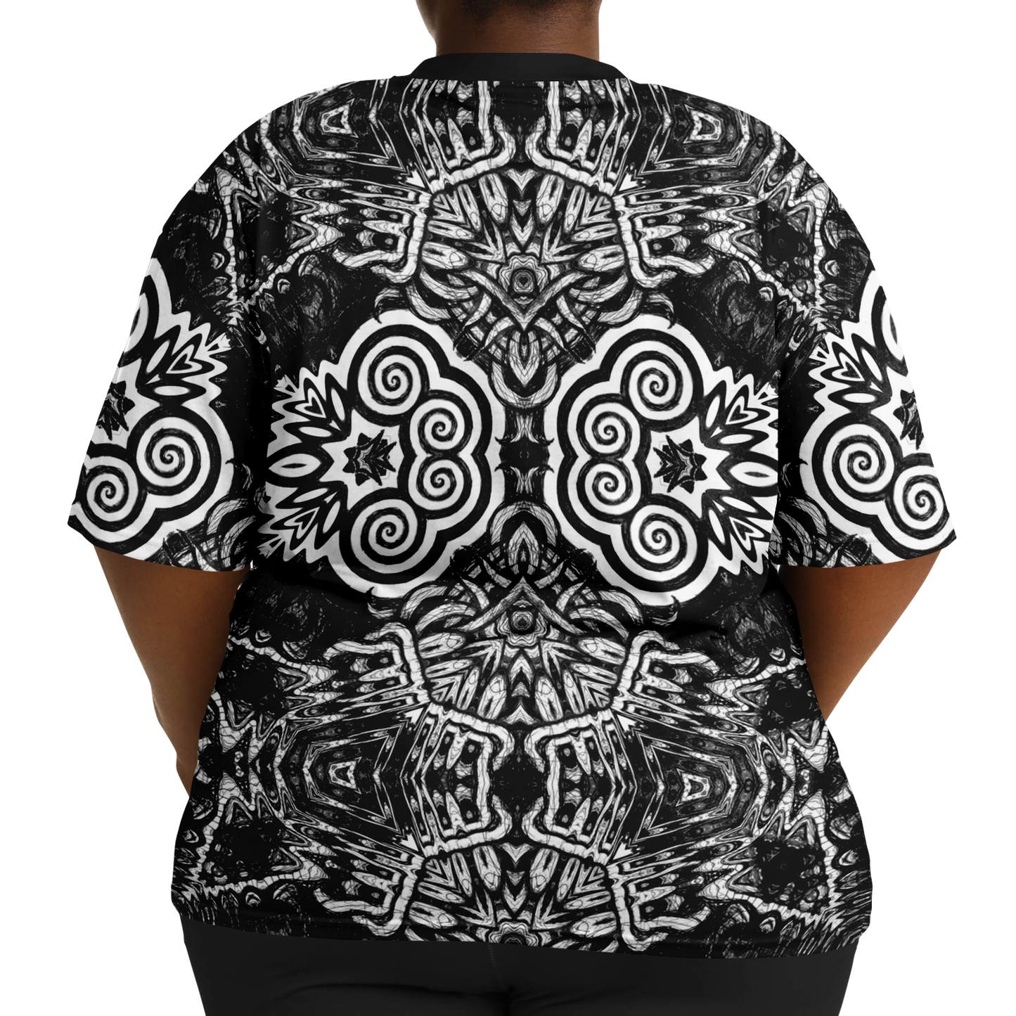 Madness in B&W Flipped T Shirt, More To Love Sizes