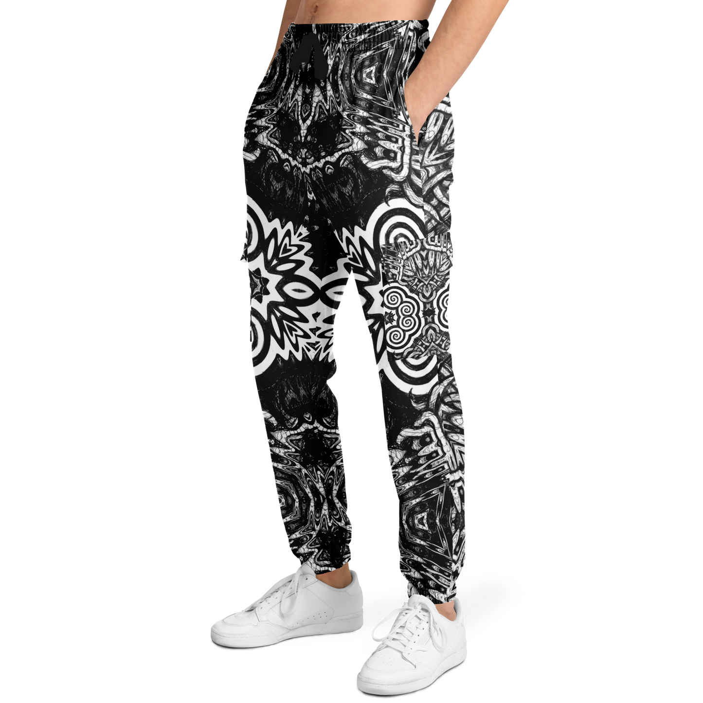 Madness in Black and White Cargo Joggers