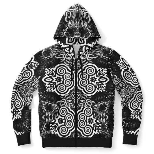 Madness in Black and White Zip Up Hoodie