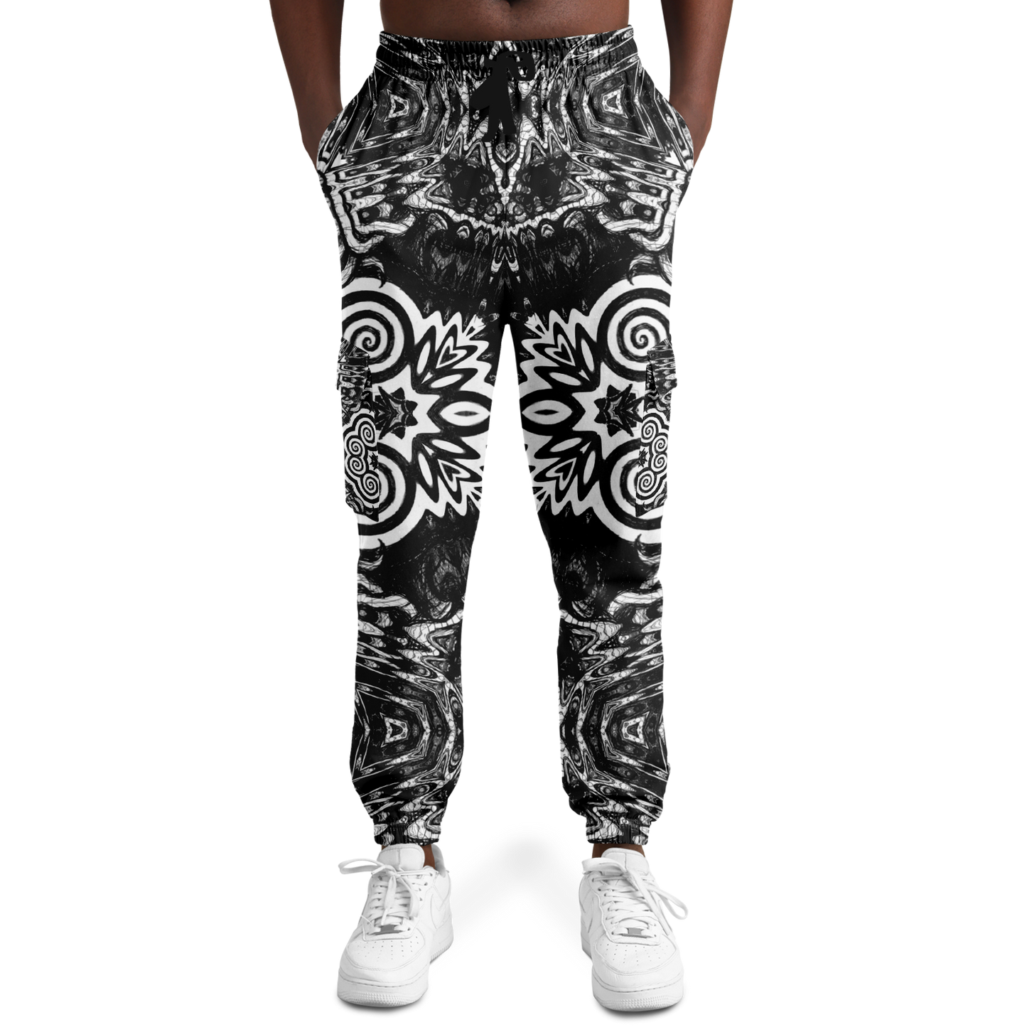 Madness in Black and White Cargo Joggers