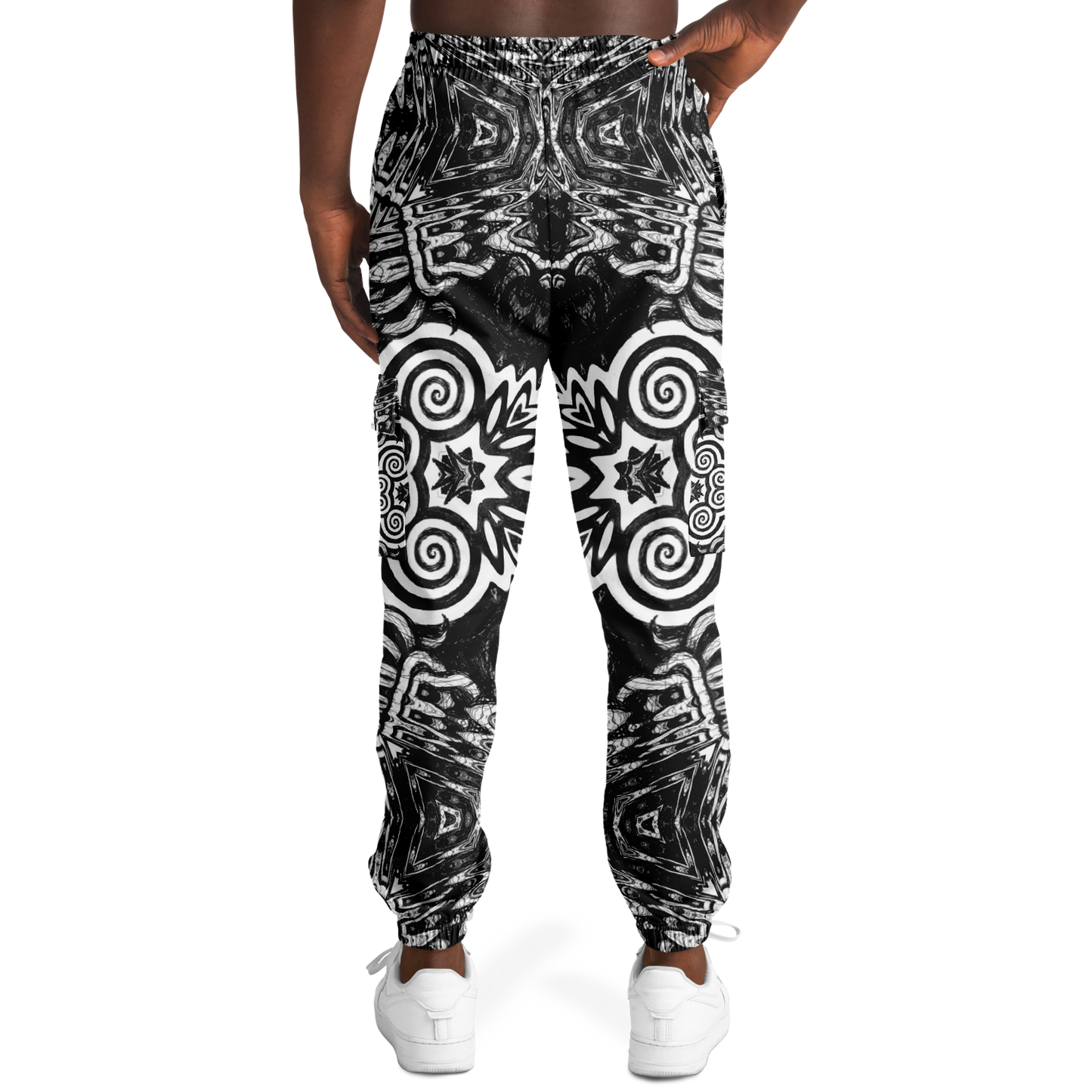 Madness in Black and White Cargo Joggers